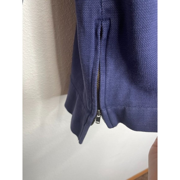Madewell Extra Small Side Zip Piqué Sweatshirt Top Purple Blue 3/4 Sleeve V-Neck - Picture 5 of 9